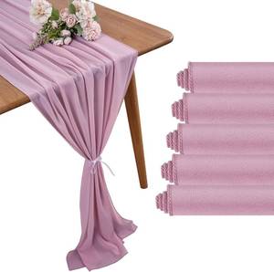 lot 2792 image: 29x120 Inches 10 Pack Dusty Pink Chiffon Table Runner 10Ft Sheer Wedding Table Runner Romantic Tulle Table Runner for Rustic Wedding Decor Birthday Party Bridal Baby Shower Table Decoration
