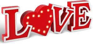 lot 2803 image: Red Wooden LOVE Sign with LED Lights Valentines Day Decorations,Light-Up Love Letters for Table Centerpiece,Romantic Home Decoration for Wedding,Anniversary,Honeymoon,and Special Nights