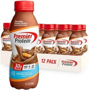 lot 2808 image: Premier Protein Shake, Chocolate Peanut Butter, 30g Protein, 11.5 fl oz, 12 Ct