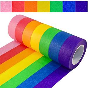 lot 2854 image: 7 Rolls Colored Masking Tape, 345 Ft x 1 Inch Colored Painters Tape for Arts & Crafts Labeling or Coding Vibrant Rainbow Colorful Craft Tapes