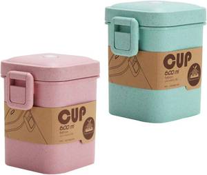 lot 2951 image: Cabilock Wheat Straw Soup Cup with Lid Sealed Microwave Safe Soup Container Double Seal Heat-Resistant Travel Bowl for Hot Snacks 4.13X3.54X4.92In