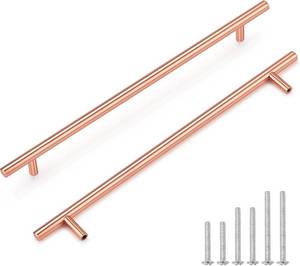 lot 2967 image: 15 Pack Rose Gold Cabinet Handles and Knobs - 10 Inch (256mm) Hole Centers Solid Stainless Steel Kitchen Cabinet Hardware Pulls for Drawers, Dressers & Cabinets - Modern Cabinet Handles
