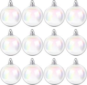 lot 3000 image: 10 BOXES - of Jutom 24 Pcs Christmas Iridescent Ornaments Ball Clear Plastic Bubbles Cauldron Halloween Hanging Ornament Balls Bulk Wedding Decorative Rainbow Hanging Craft for DIY Witch Magic Pot (1.57 Inch)