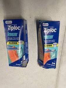 lot 3001 image: 2 BOXES of Ziploc  Brand Quart Freezer Slider Bags, Power Shield  Technology for More Durability, 34 Count
