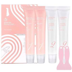 lot 3015 image: 2 Packages (4 Boxes total) of 2kits Auures Hair Removal Cream, Auures Facial Hair Removal Cream Kit, Painless Hair Removal Cream, Women & Men, Soothing Skin (2pcs per Package)