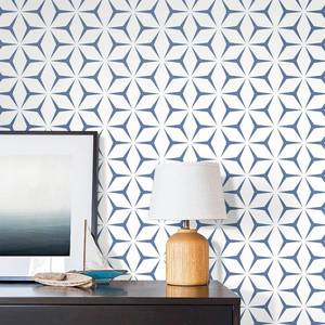 lot 3045 image: 5 ROLLS of Heroad Wall Paper Peel and Stick Modern Blue Wallpaper Peel and Stick Boho Geometric Blue Contact Paper for Cabinets and Drawers Renter Friendly Self-Adhesive Removable Waterproof 17.7  x 118