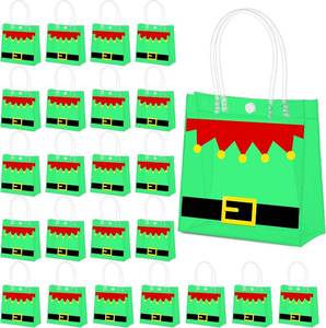 lot 3087 image: Marspark 24 Pcs Christmas Clear PVC Gift Bags with Handle Santa Elf Belt Gift Bags Reusable Plastic Goodie Tote Bag for Christmas Party Favor Winter Xmas Party Favor Supplies, 6.3x5.91x3.15 Inch