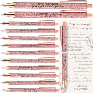 lot 3091 image: 36 Set Inspirational Pens for Women Bulk - Rose Gold Glitter Ballpoint Pens with Quotes for Coworker Appreciation Gifts - Nurse Teacher Staff Christmas Desk Accessories Office Supplies (Confidence)