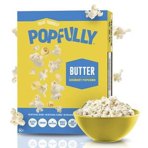 lot 3096 image: POPFULLY Butter Popcorn Fully Pops, Sharing Bags, Buttery Flavor, Big Pop, Micro Popcorn Bags, 3-Pack