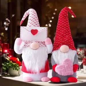 lot 3099 image: Vintend 2Pcs Valentines Day Gnomes Decorations, Handmade Valentine Gnome Decor Mr & Mrs Swedish Tomte Stuffed Gnomes Plush Doll Knomes Ornaments for Girlfriend Wife Women