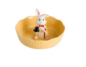 lot 3128 image: DIHOclub Cute Rabbit Candy Bowl Ceramic Candy Dish (Yellow Rabbit)