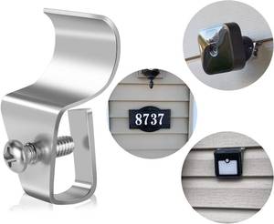 lot 3145 image: 15 PACKS - of Antimbee Vinyl Siding Clips,20 Per Pack No-Hole Outdoor Camera Mount,Vinyl Siding Hanger for Blink, Arlo, Ring, No-Damage, No Drilling, Weatherproof-304 Stainless Steel Home Siding Hooks - New Upgrade