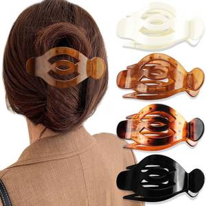 lot 3161 image: SuPoo 4PCS 5 Inch Flat Claw Clips for Women Big Flat Hair Clips French Concord Hair Clips Side Slide Volume Clips Strong Hold Lay Back Hair Barrettes Duck Billed Hair Claws for Thick Thin Hair