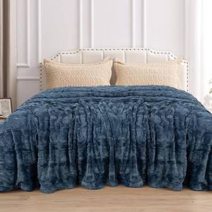 lot 3167 image: TOONOW Faux Fur Luxury Throw Blanket,Double Side Soft Fluffy Shaggy Fuzzy Blanket for Couch Sofa Bed (Navy, X-Large Twin Size)