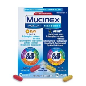 lot 3172 image: Mucinex Max Strength Cold & Flu Medicine - Day & Night - Tablets - 40ct