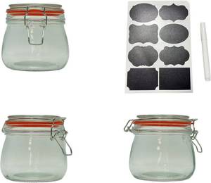 lot 3177 image: Set of 2 airtight wide mouth glass jar with lid 17oz 0.5 liter Clear Glass Kitchen, Pantry Organizer. Keep your food, grains coffee, tea, cookies and candies dry, fresh. (Oval PC11002-F)