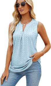 lot 3196 image: Sleeveless Tops for Women Dressy Casual Summer Blouses Trendy Eyelet Office Work Shirts, Small