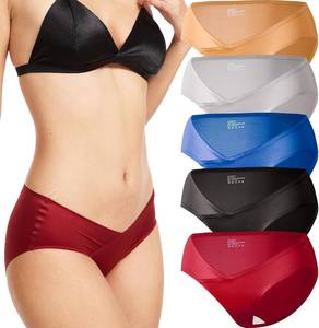 lot 3221 image: 5Pack Silk Underwear for Women Sexy Bikini Panties Low Rise Soft V-Waist Cheeky Thongs for Women Size Medium