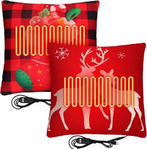lot 3236 image: 2 Pcs 17.7x17.7 Heated Pillow for Lumbar Support Electric Pillow for Office Chair 5 Heat Setting USB Heated Throw Pad for Period Cramp Abdomen Neck Winter Gift No Power Bank Included(Vivid Style)