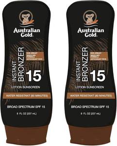 lot 3260 image: Australian Gold SPF 15 Lotion Bronzer, Twin Pack, 8 FL Oz (Pack of 2)