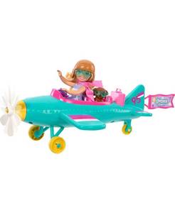 lot 2922 image: Barbie Chelsea Can Be Plane Doll and Play Set, 2-Seater Aircraft with Spinning Propeller and 7 Accessories