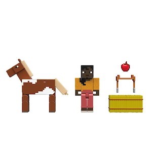 lot 3285 image: Minecraft Action Figures & Accessories 2-Pack, Horse Jockey & Makena 3.25-inch Scale Toy Set