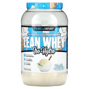 lot 3291 image: MuscleSport Lean Whey, Iso-Hydro, Vanilla Ice Cream, 2 lbs (908 g)