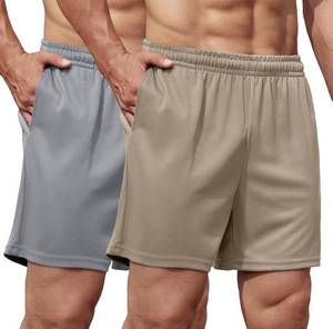 lot 3295 image: COOFANDY Mens 2 Pack Gym Workout Shorts 5 Inch Mesh Athletic Shorts Quick Dry Running Shorts with Pockets Size XXL