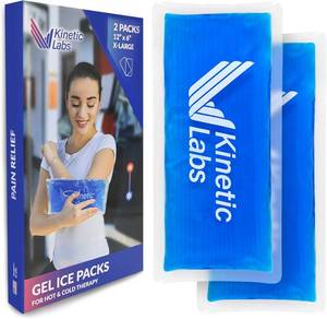 lot 3329 image: Reusable Gel Ice Packs for Injuries by Kinetic Labs (2 Pack) - Hot Cold Packs for Injuries 12 x 6 - Flexible Ice Packs for Back Head Knee Shoulder Neck Ankle Elbow Feet Headaches Surgery (X-Large)
