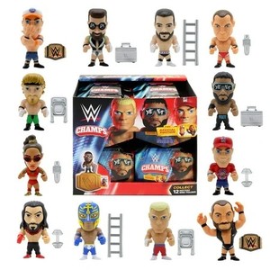 lot 3334 image: WWE Champs Pop N Lock Surprise Figures with Accessories & Trading Cards. 12 Superstars to Collect. Ages 5 (1 Blind Pack Figure Inside)