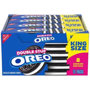 lot 3356 image: OREO Double Stuf Chocolate Sandwich Cookies, King Size, 12 Snack Packs (8 Cookies Per Pack)