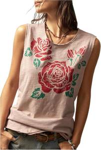 lot 3357 image: SOLY HUX Womens Floral Tank Tops Sleeveless Crewneck Casual Summer Vacation Top Size Large