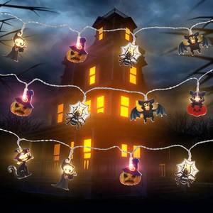 lot 3372 image: Halloween String Lights Battery Operated 3D Spider Web Bat Pumpkin Grim Reaper Holiday Decor 20 Feet 40 Led Colored Lights IndoorOutdoor Halloween Party Supplies Decoration (orange,purple,black)