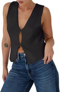lot 3374 image: BZB Sweater Vest Women 2025 Summer Basic Tank Tops Crochet Knit Vests Sexy Sweater Sleeveless Vest Top Size Large