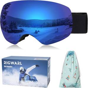 lot 3393 image: RIGWARL Ski Goggles for Adult & Kids, 100% UV Protection Anti Fog Snow Goggles OTG Helmet Compatible Snowboard Goggles