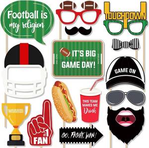 lot 3409 image: Football Photo Booth Props Kit, 26 Pieces Football Season Photobooth, Game Day Decoration Supplies Gift, Fun Photography Posing Signs, Sport Theme Birthday Party Favors