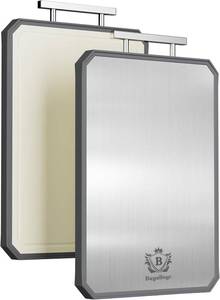 lot 3421 image: Stainless Steel Cutting Board for Kitchen - (16 x 11) Large Double Sided SteelWheat Straw PP Cutting Board for Meat, Vegetable and Fruits, Non-Toxic Dishwasher Safe Chopping Board