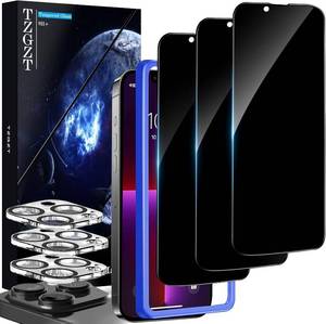 lot 3422 image: TZGZT True 25  Peep-Proof 3 Pack for iPhone 13 Pro Max Privacy Screen Protector, 3 Pack Camera Lens Protector Accessories, Tempered Glass Anti Spy Private Film Case Friendly, with Alignment Frame