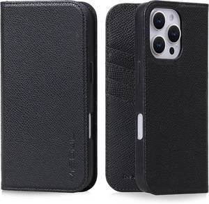 lot 3424 image: VISOUL Genuine Leather Case for iPhone 16 Pro Max Wallet Case with Card Holders, Magnetic Kickstand Flip Folio Cover Compatible with iPhone 16 Pro Max (6.9-inch)-Black