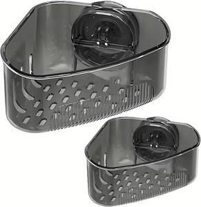 lot 3451 image: 2PCS Sink Organizer Rack for Kitchen for Sponges, Scrubbers, Sink Corner Drain Box,with Adhesive Suction Cup Mount(Black)