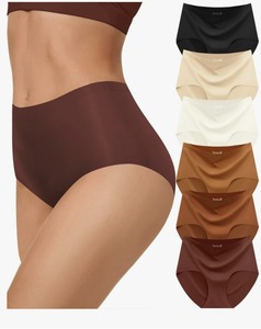 lot 3452 image: Twocall Womens Seamless Underwear No Show High Waisted Ladies Panties Full Coverage Briefs 6 Pack Multicolor SIZE XL