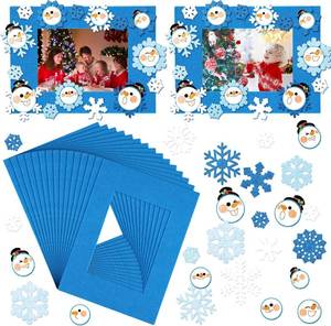 lot 3465 image: Suzile 16 Sets Winter DIY Picture Frames Craft Kit Felt Christmas Picture Frame Craft Snowflake Snowman Photo Frames Magnet Christmas Crafts Winter Crafts Funny Xmas Gift Home Party Game Activities