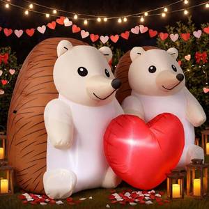 lot 3561 image: 5.5 ft Hedgehog Valentines Day Inflatables Outdoor Decorations Couple Hedgehog with Build-in LED Lights Valentines Blow up Yard Decor for Romantic Yard Garden Home Indoor Outdoor Party