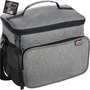 lot 3564 image: GORILLA GRIP Insulated Lunch Box Bag for Women Men,15L, Leakproof XL Reusable Soft Cooler Bags, Multiple Compartments, Mesh Pockets and Adjustable Strap, Food Tote Keeps Drinks Cold, 13x9, Light Gray