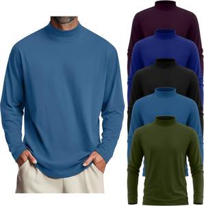 lot 3568 image: 5 Pack Mens Big and Tall Mock Turtleneck Long Sleeve Shirts Plus Size Basic Casual Thermal Pullover Tops Size XXL