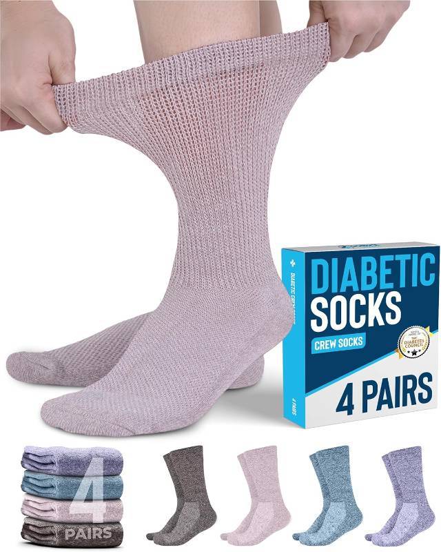 lot 3901 image: Doctors Select Diabetic Socks for Men and Women - 4 Pairs Neuropathy Socks  For Diabetics Men