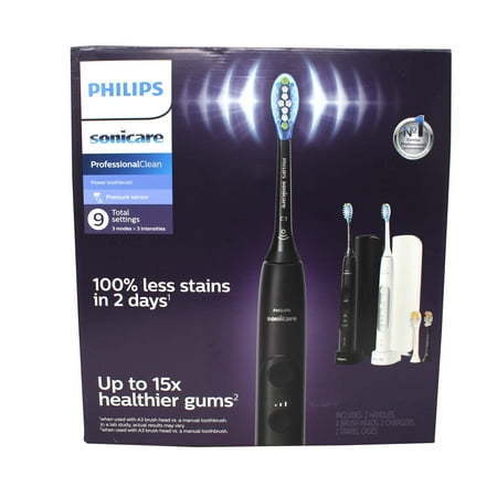 lot 4511 image: Philips Sonicare Professional Clean Power Toothbrush Set (Black White)