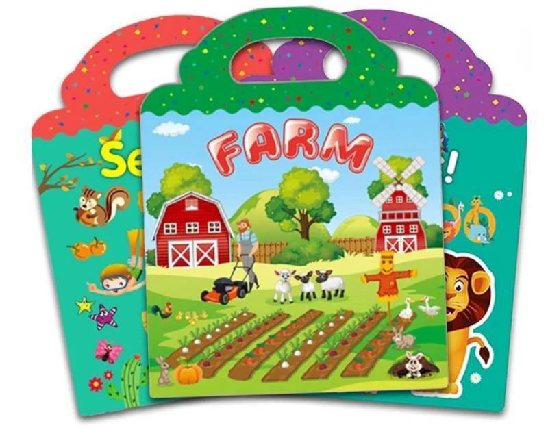 lot 4974 image: Reusable Sticker Book for Kids, 3 Sets Educational Learning Toys Travel Stickers Activity Books for Toddler Girls Boys Age 3 Birthday Gifts - Farm, Season & AnimalsAmazons Choice