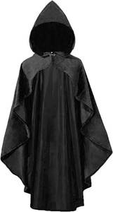 lot 3699 image: Adult Medieval Renaissance Hooded Cloak Women Short Steampunk Goth Cape with Hood Ponchos Halloween Witch Cosplay 90cm