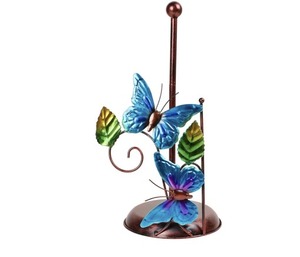 lot 3906 image: Elegant Butterfly Iron Paper Towel Holder Sturdy Iron Butterfly Tissue Stand Portable Paper Rack For Various Home Use